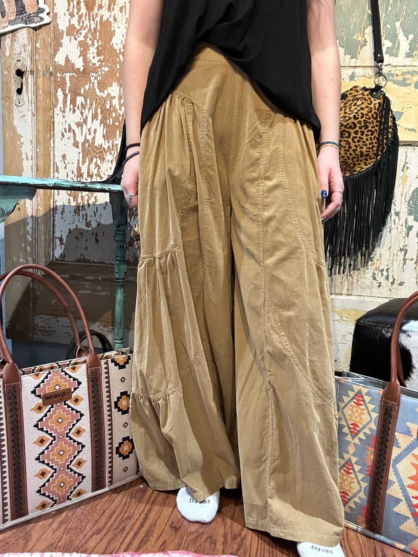 Tan Wide Leg Corduroy Pants