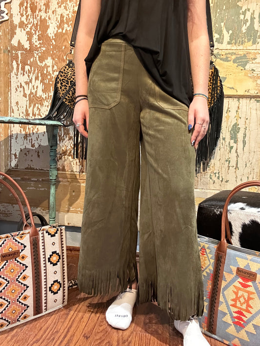 Green Fringe Pants