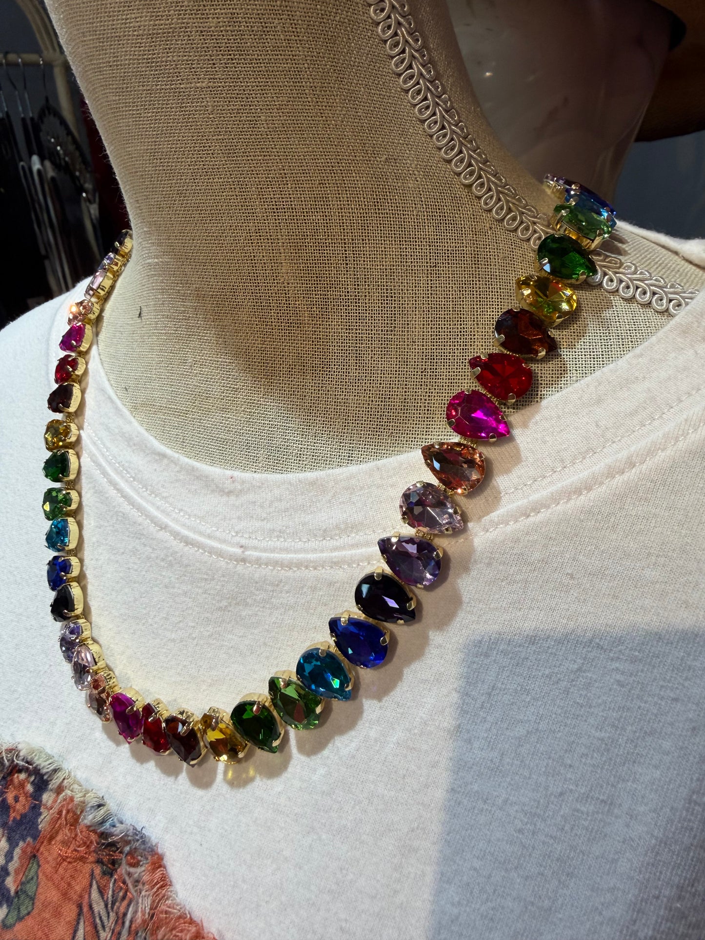 Colorful Crystal Layering Necklace