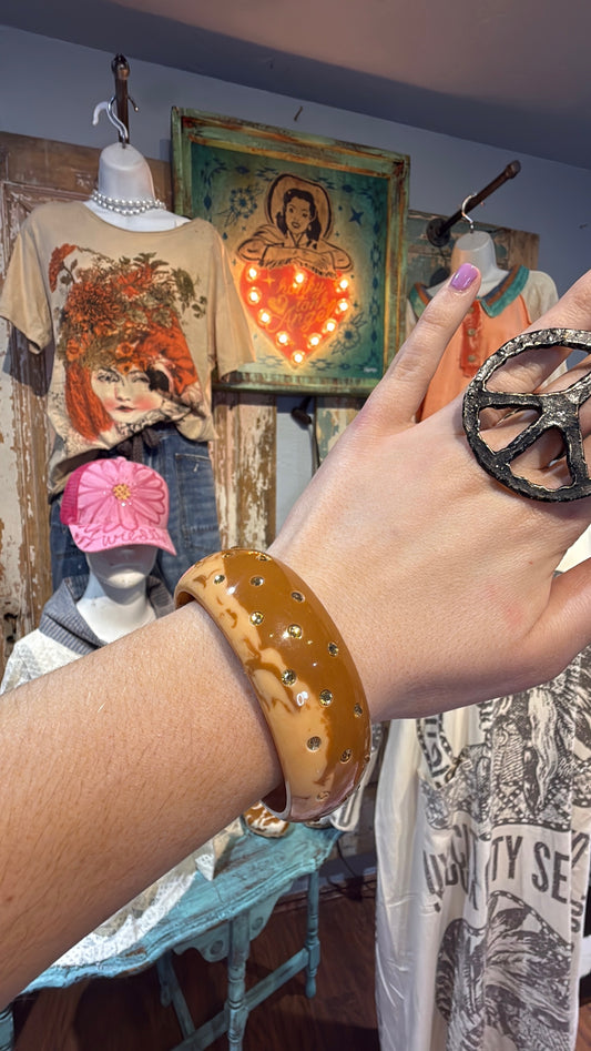 Brown Rhinestone Resin Bracelet
