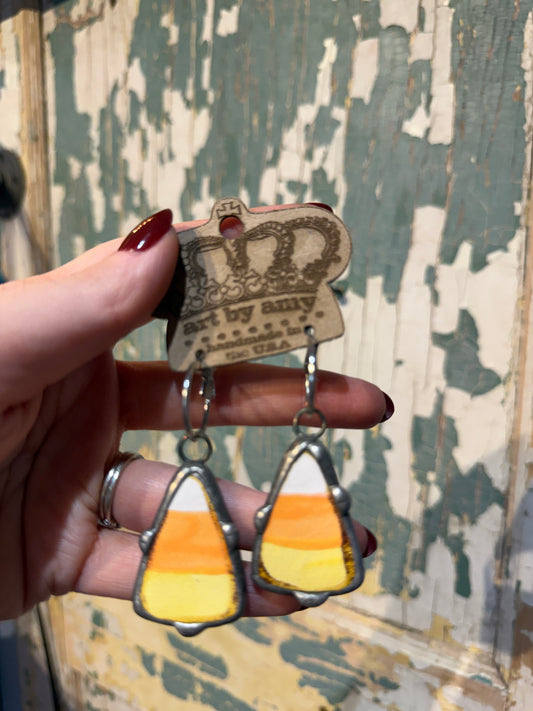 Art by Amy Candy Corn Halloween Earrings