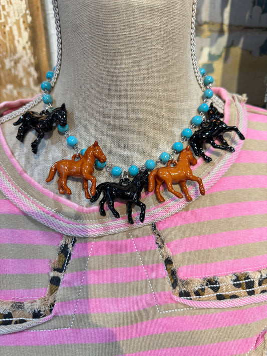 Inspired Turquoise Horse Necklace