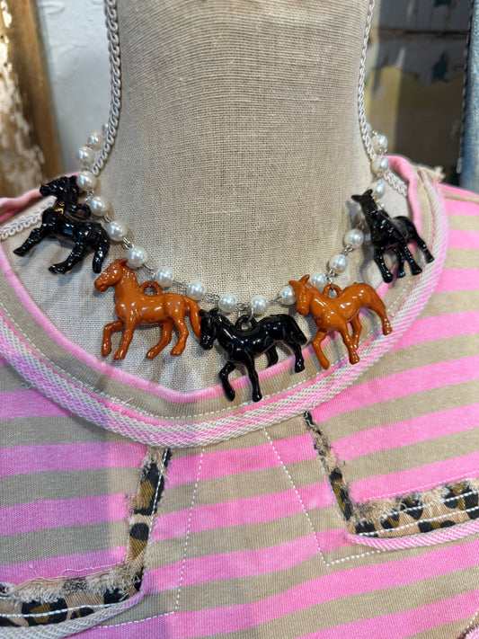 Pearl Horse Necklace