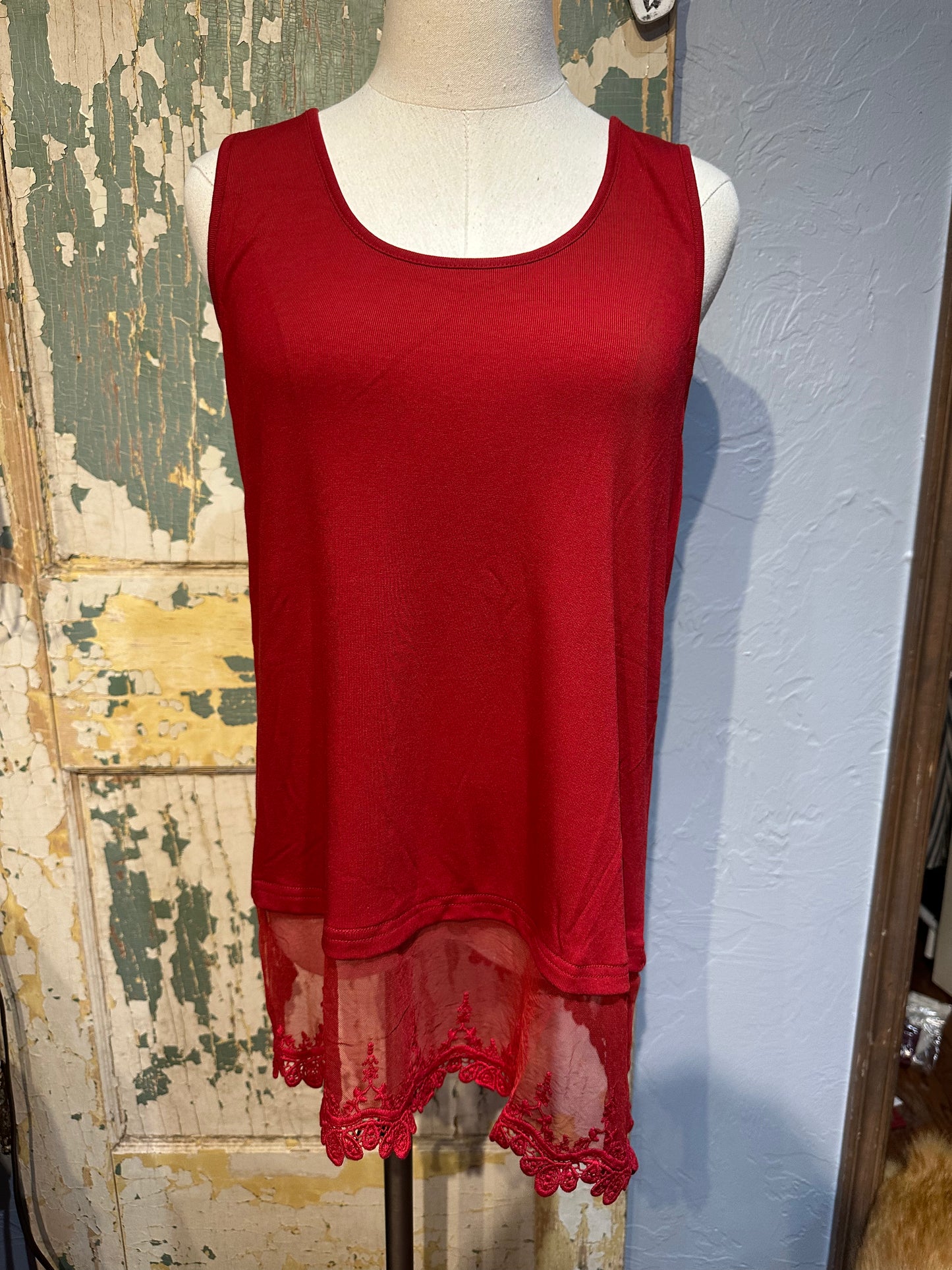 Red Lace Tank Top