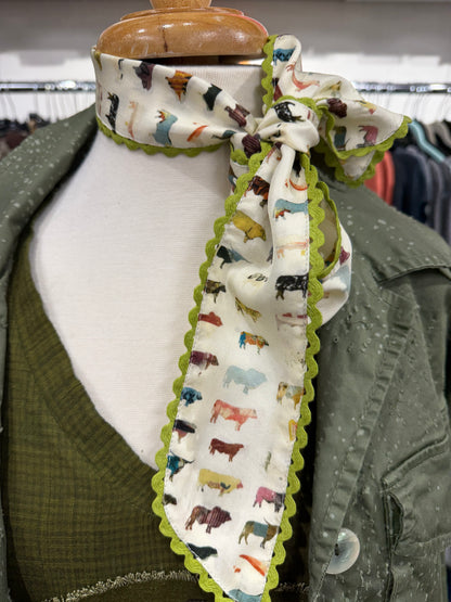 Watercolor Cow 100% Silk Twilly