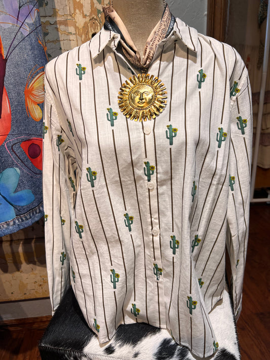 Cactus Button Up Top