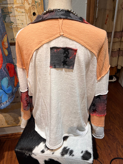POL Multi Fabric Star Top