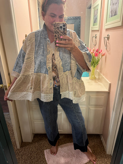 POL Denim Eyelet Shacket