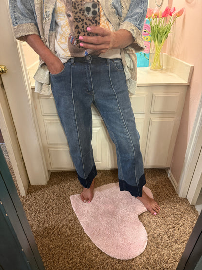 Oli & Hali Denim Contrast Crop Pants