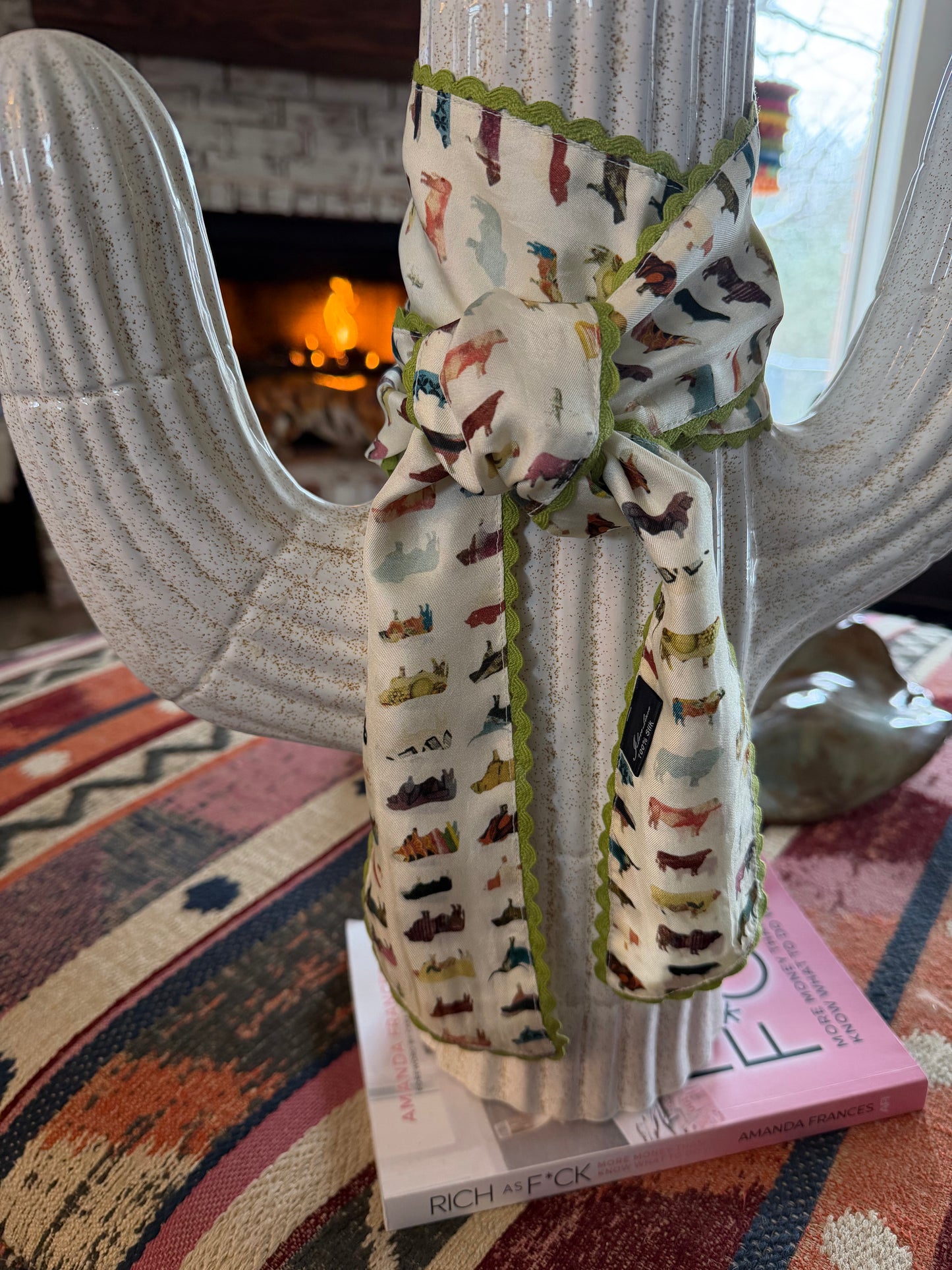 Watercolor Cow 100% Silk Twilly
