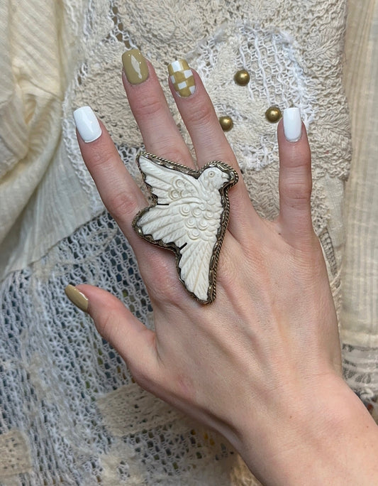 Tibetan Bone Dove Ring