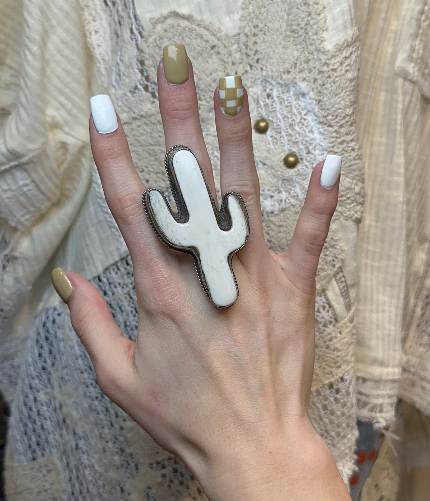 Tibetan Bone Cactus Ring
