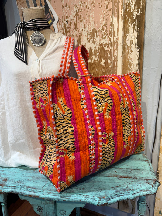 Tiger Quilted Tote