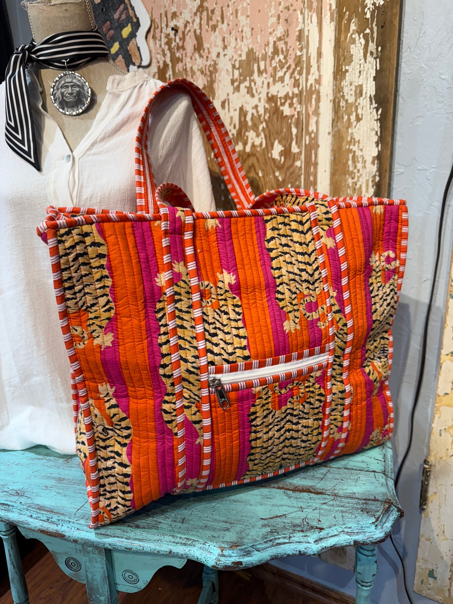 Tiger Quilted Tote