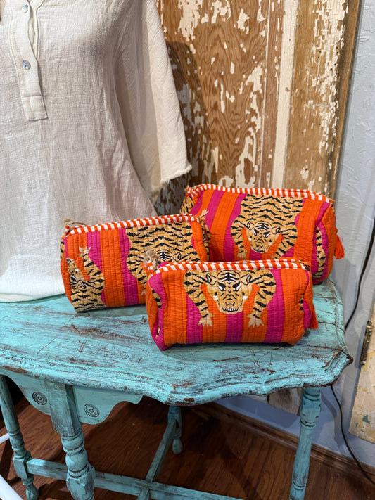 Tiger Print Quilted Pouch