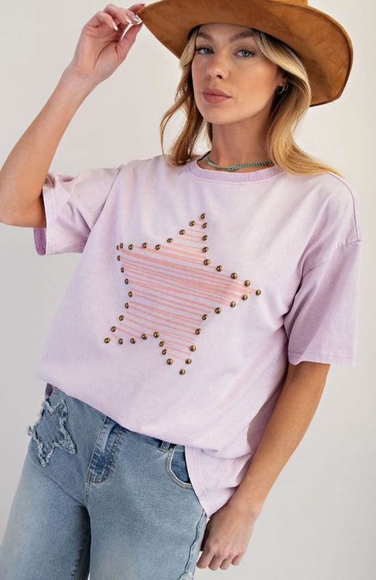 Pink Easel Studded Star Top