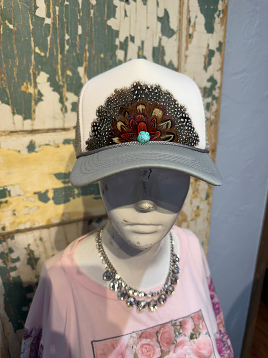 Feather Turquoise Trucker Hat