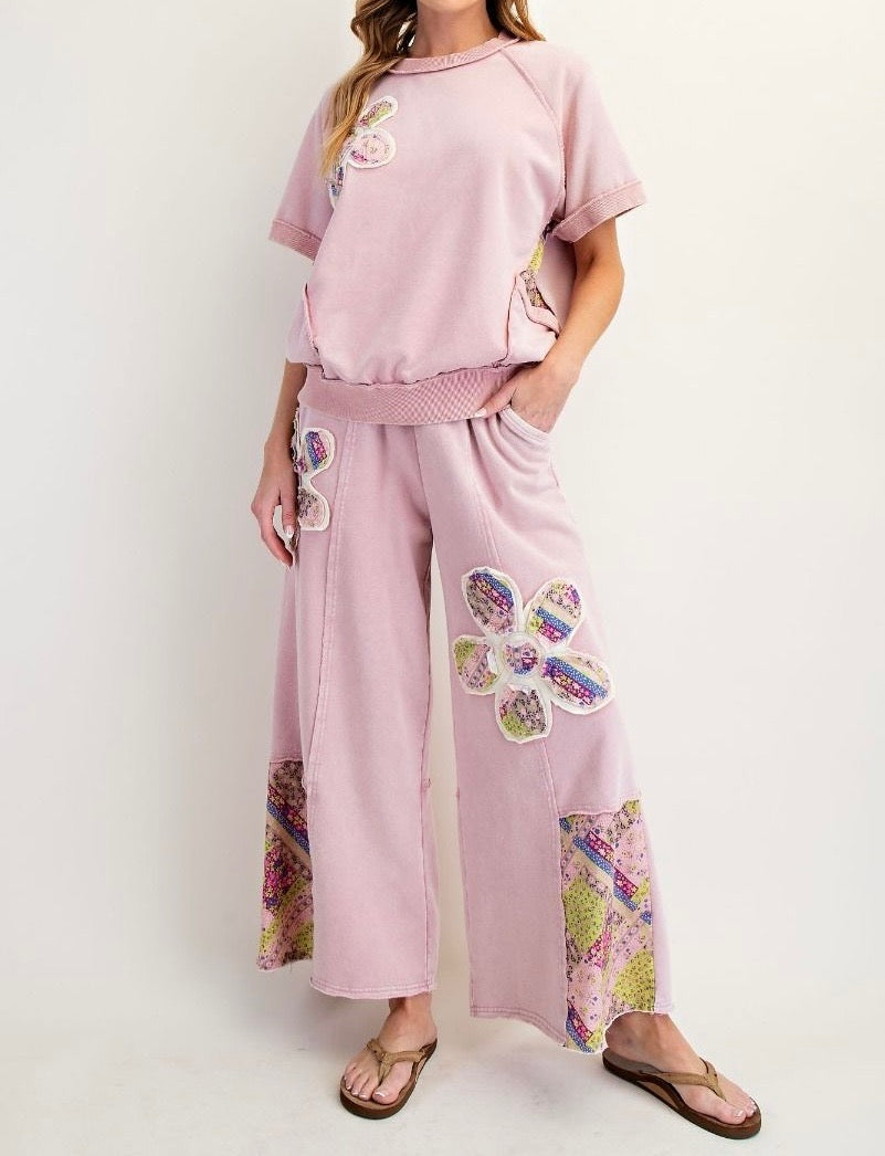 Pink Sweatsuit with Flowers Set