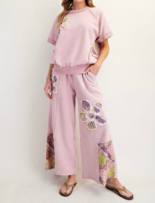 Pink Sweatsuit with Flowers Set