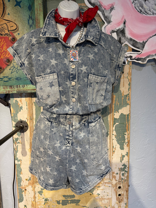 Star Denim Romper