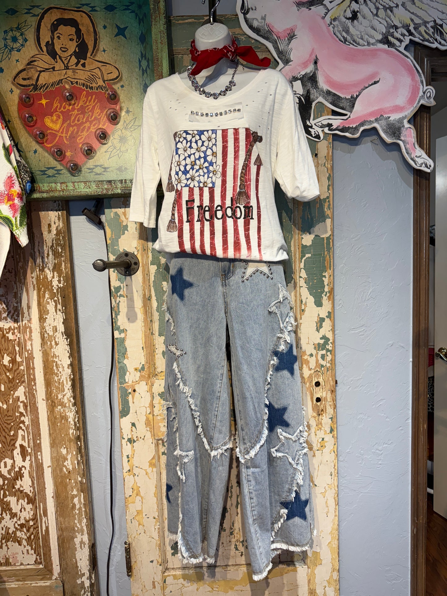 POL Star Studded Patchwork Jeans