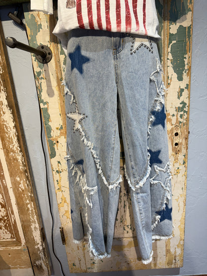 POL Star Studded Patchwork Jeans