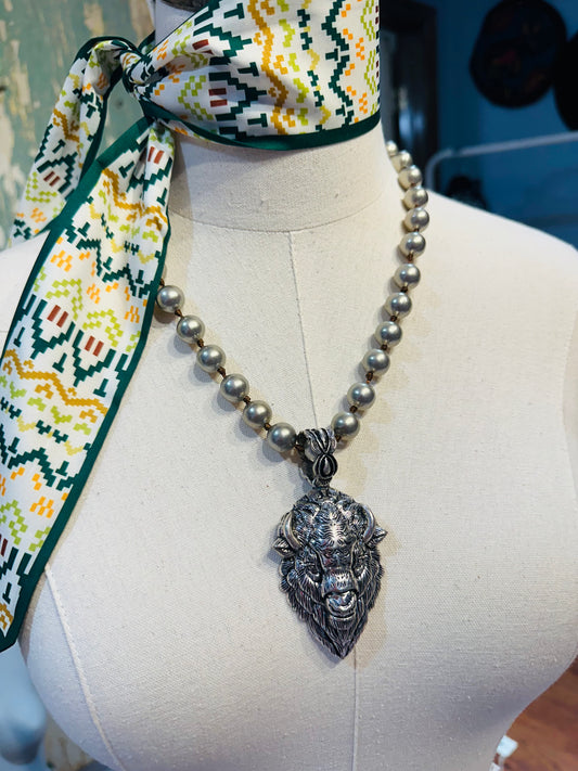 Large Buffalo Pendant Necklace
