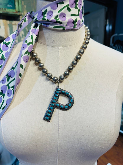 Turquoise Initial Necklace