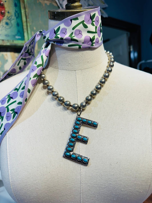 Turquoise Initial Necklace