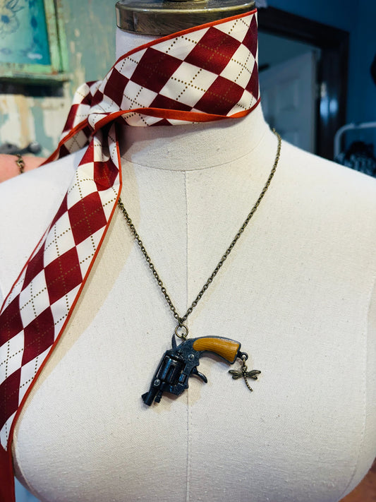 Pistol Necklace with Dragonfly
