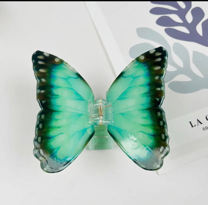Acetate Large Butterfly Hair Clip Green