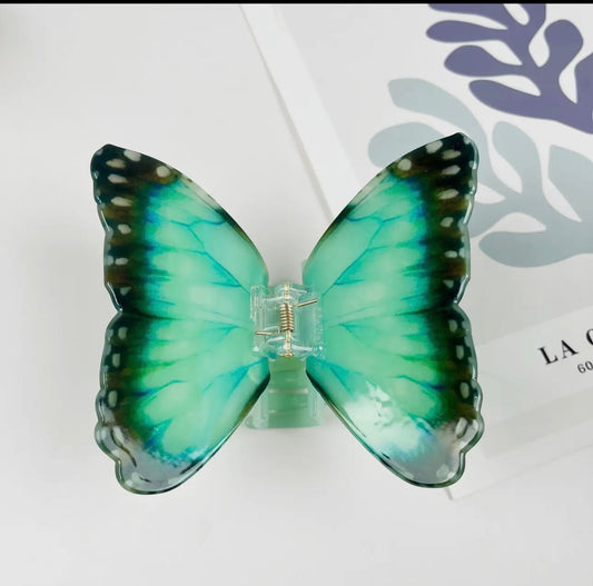 Acetate Large Butterfly Hair Clip Green