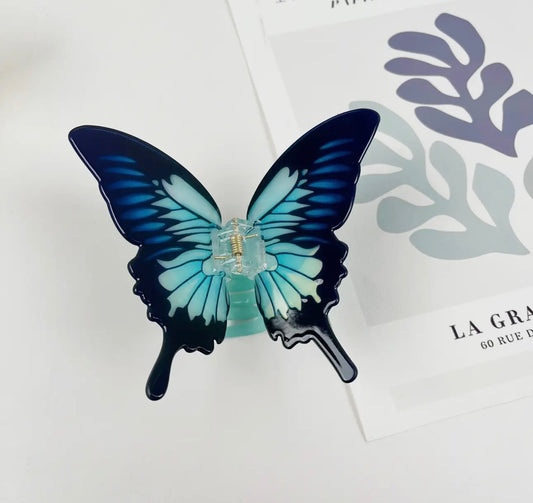 Acetate Large Butterfly Hair Clip Dark Blue