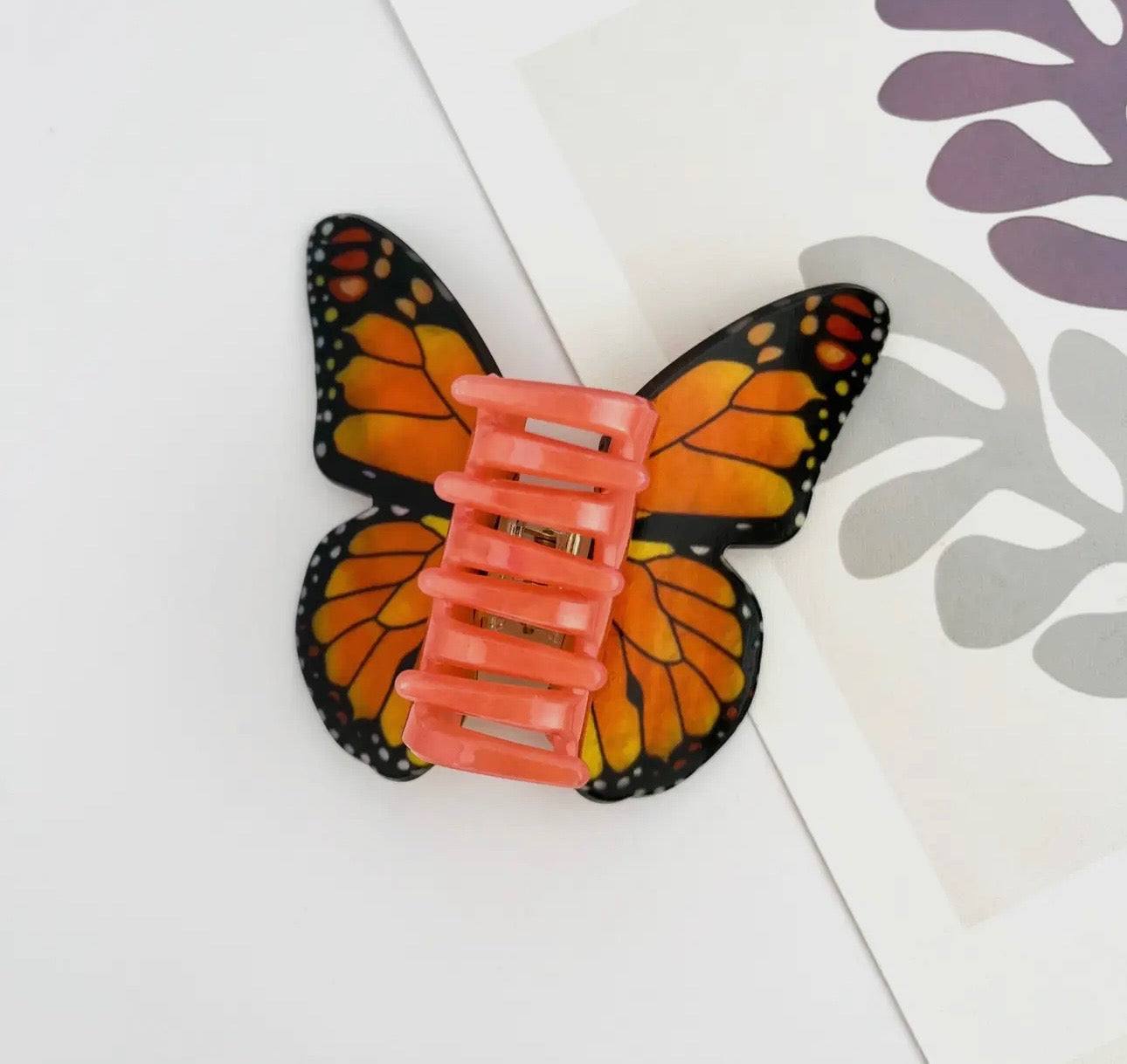 Acetate Large Butterfly Hair Clip Dark Pink