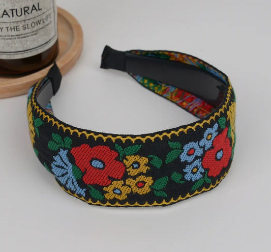 Boho Embroidered Floral Headband