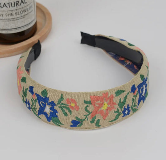 Boho Embroidered Floral Headband