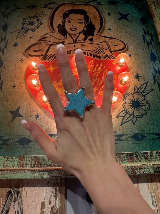 Inspired Turquoise Stretchy Star Ring
