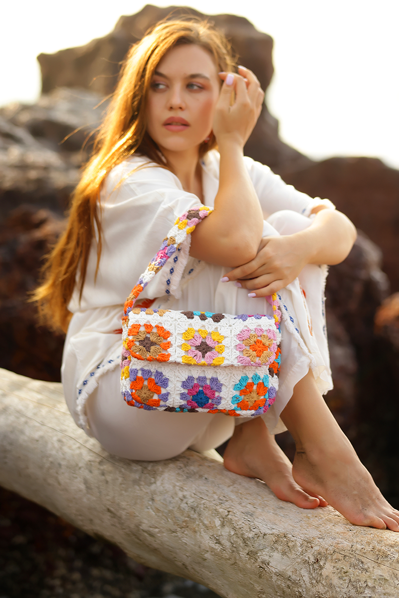 Stitch Please White Crochet Shoulder Bag