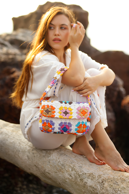 Stitch Please White Crochet Shoulder Bag