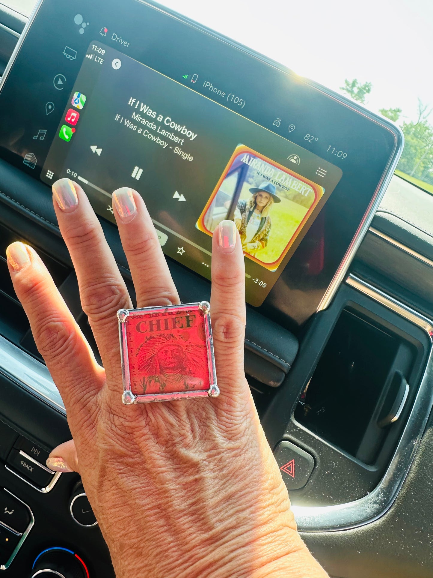 Chief Red Tablet Adjustable Ring