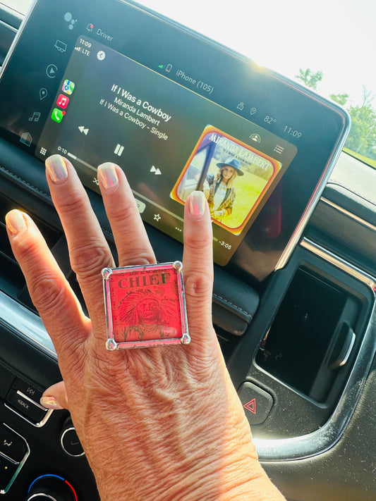 Chief Red Tablet Adjustable Ring