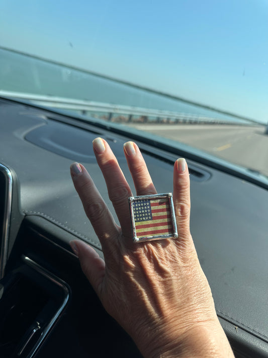 American Flag Adjustable Ring