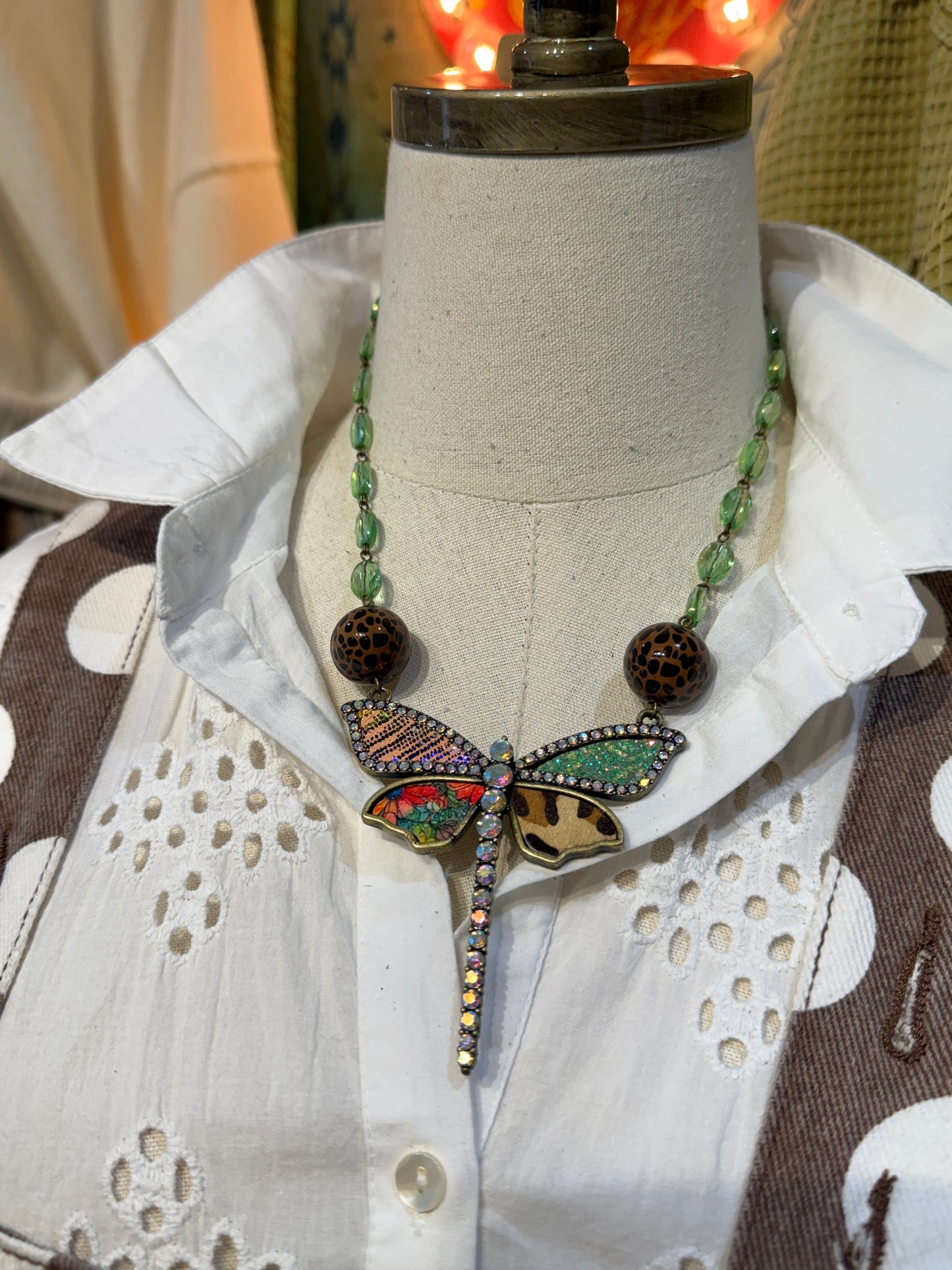 Gypsy South Green Dragonfly Necklace