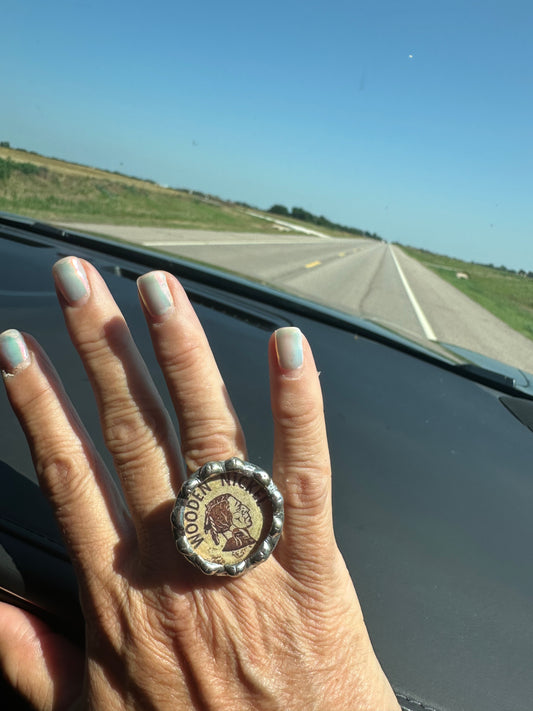 Chief Wooden Nickel Adjustable Rings
