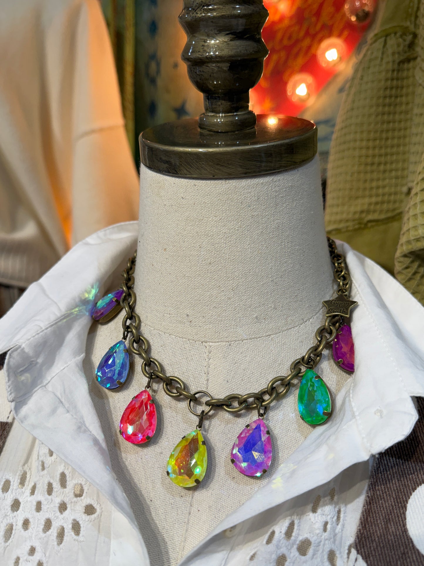 Gypsy South Multi Color Teardrop Necklace