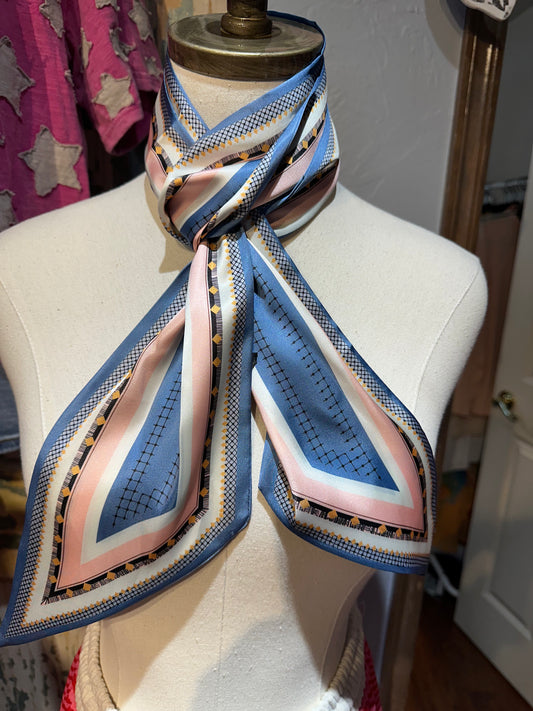 Blue and Pink Twilly Scarf