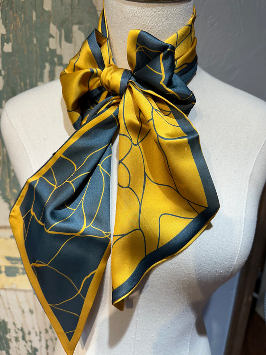 Green and Gold Abstract Twilly Scarf