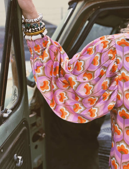 LB Purple Printed Button Up Blouse
