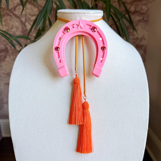Lucky Horseshoe Bolo Bubblegum Pink with Golden Yellow & Orange