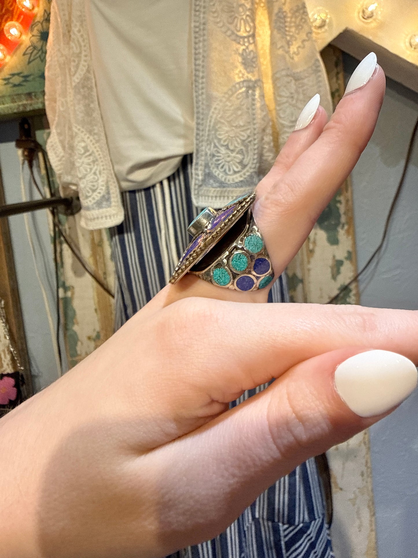 German Silver Turquoise Ring
